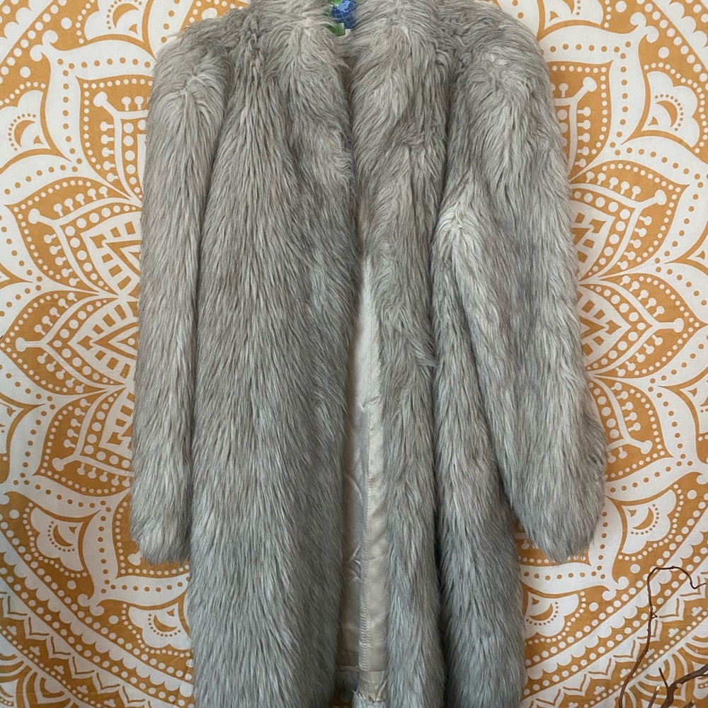 Vintage Faux Fur Coat in Gray SOLD